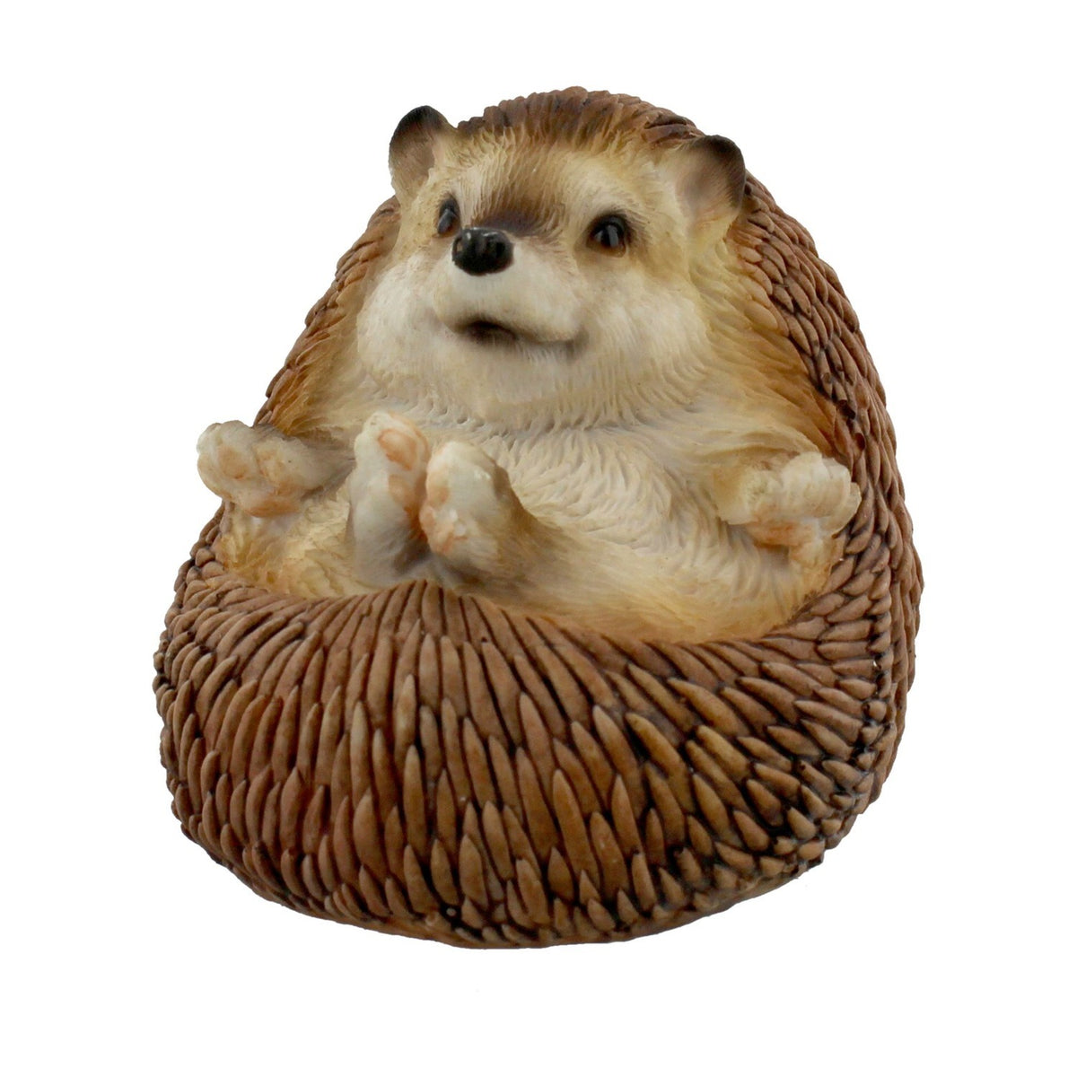 Hedgehog Lying on Back Hand-Painted Resin Figurine - Brown