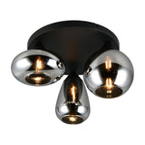 Lumina 3 Light Glass Ceiling Light – Matt Black