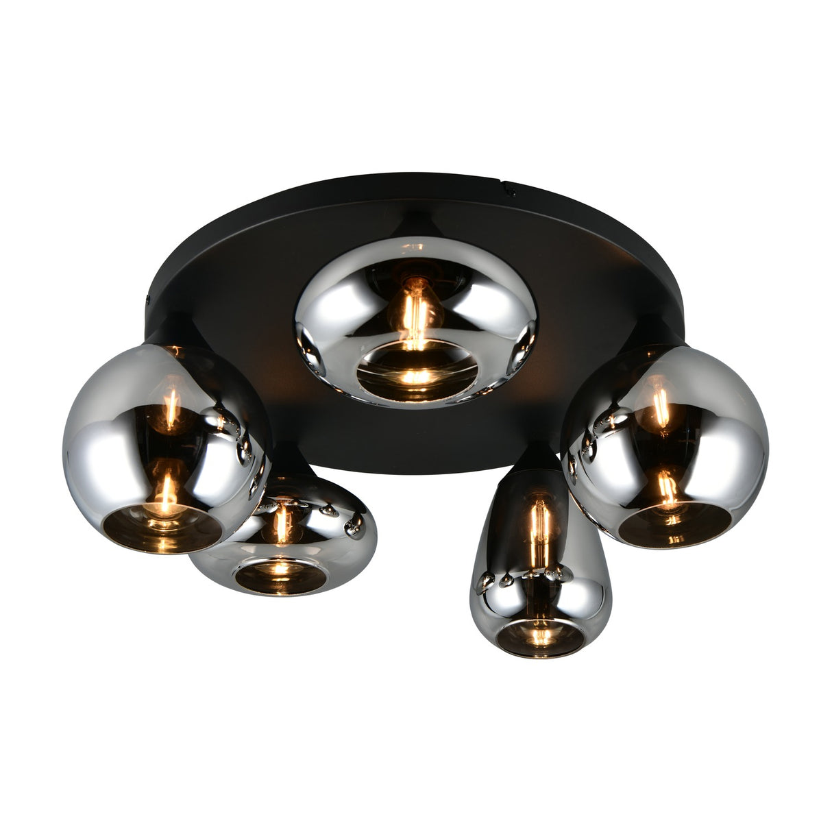 Lumina 5 Light Glass Ceiling Light – Matt Black