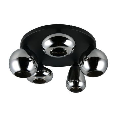 Lumina 5 Light Glass Ceiling Light – Matt Black