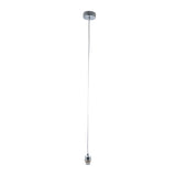 Endon Ashwell cable set pendant light with polished chrome ceiling rose, clear flex and white E27 lampholder on a plain white background.