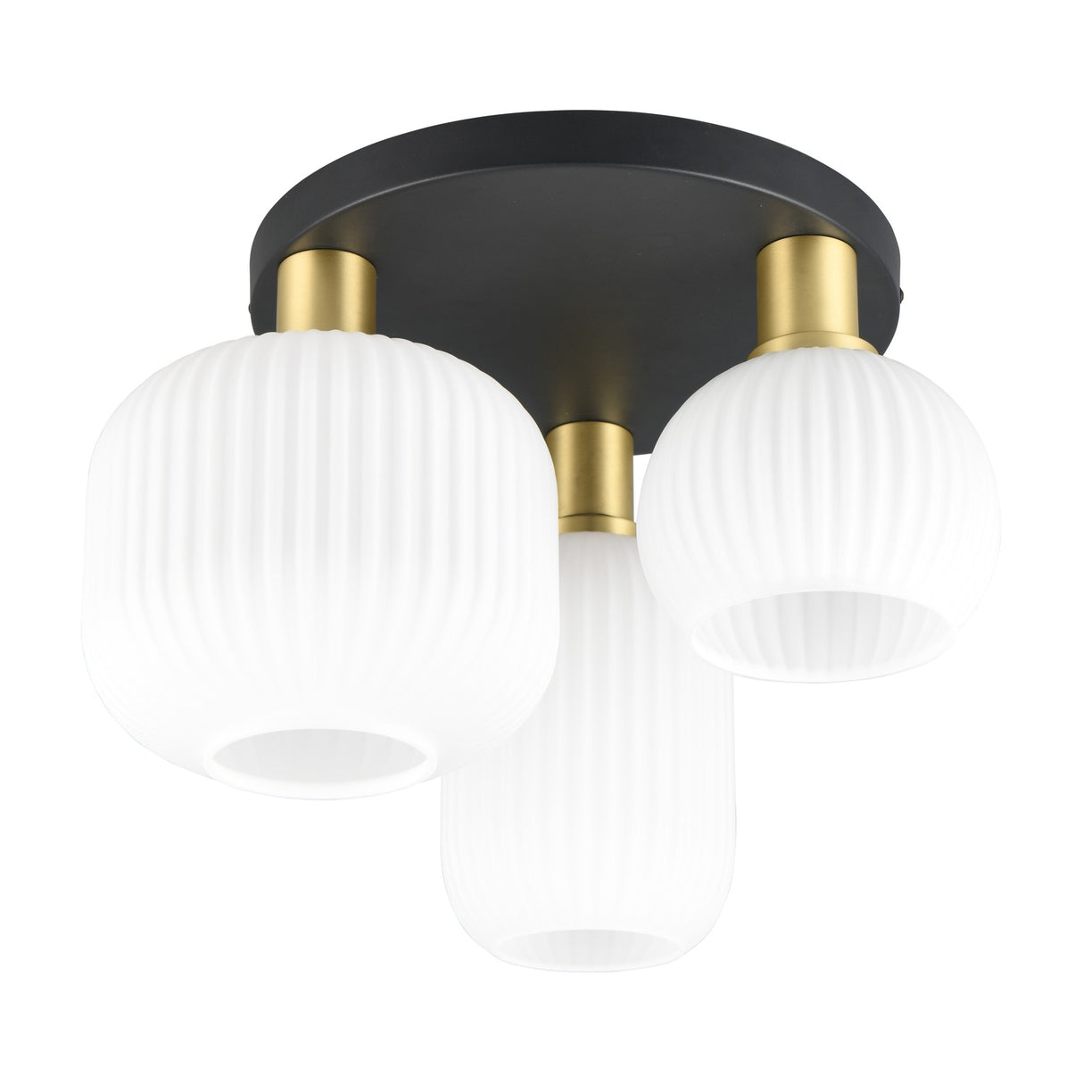 Diva 3 Light Glass Ceiling Light – Satin Brass