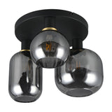 Diva 3 Light Glass Ceiling Light – Black & Gold