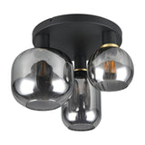 Diva 3 Light Glass Ceiling Light – Black & Gold