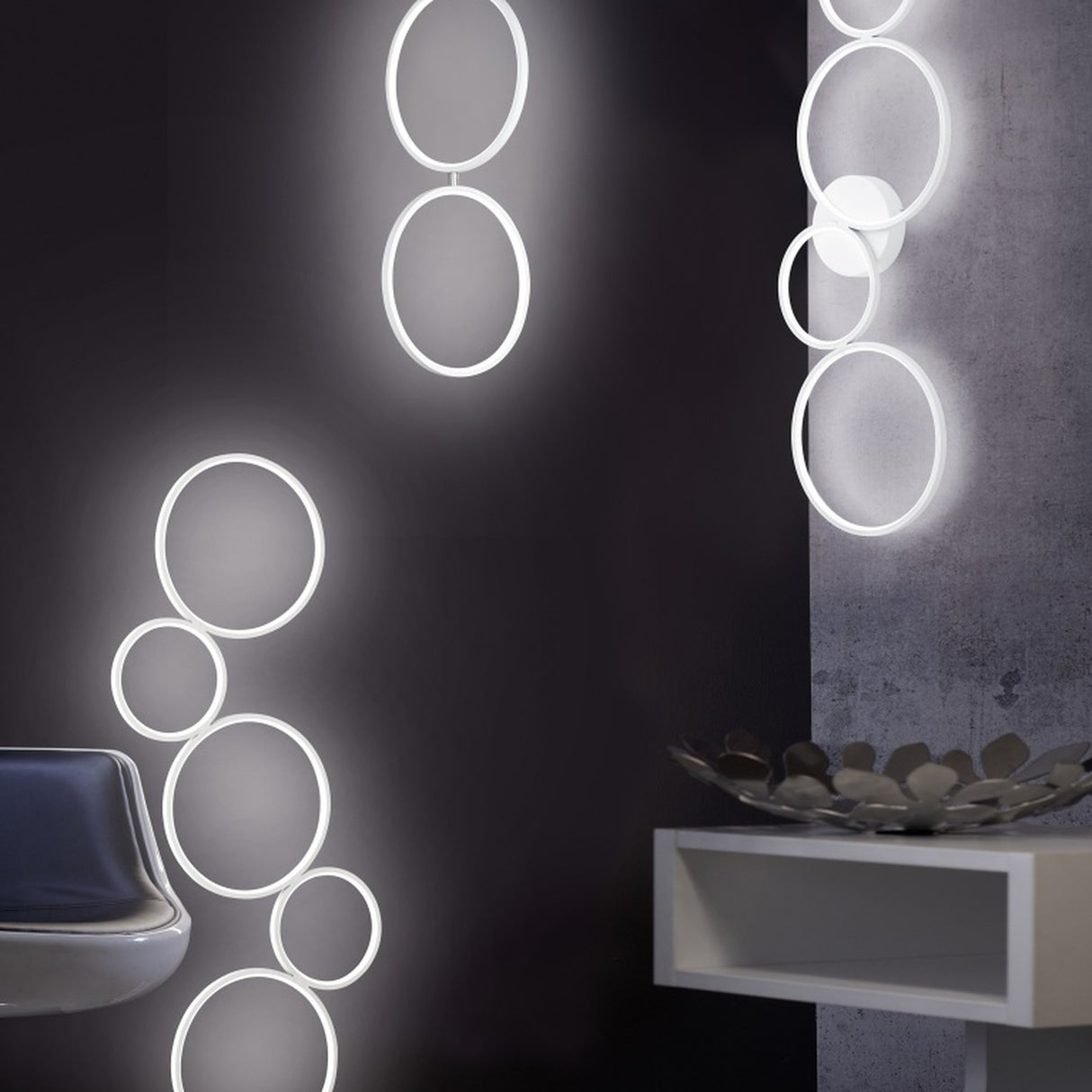 Rondo 4 Light LED Ring Chandelier – Matt White