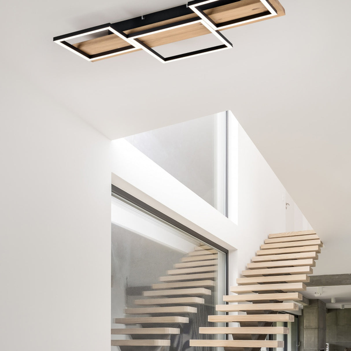Harper 65cm LED Wooden Ceiling Light – Matt Black