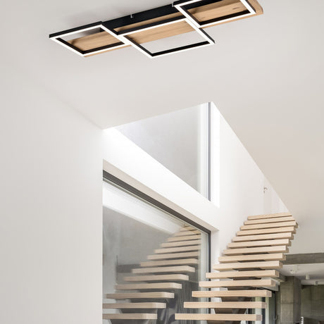 Harper 65cm LED Wooden Ceiling Light – Matt Black