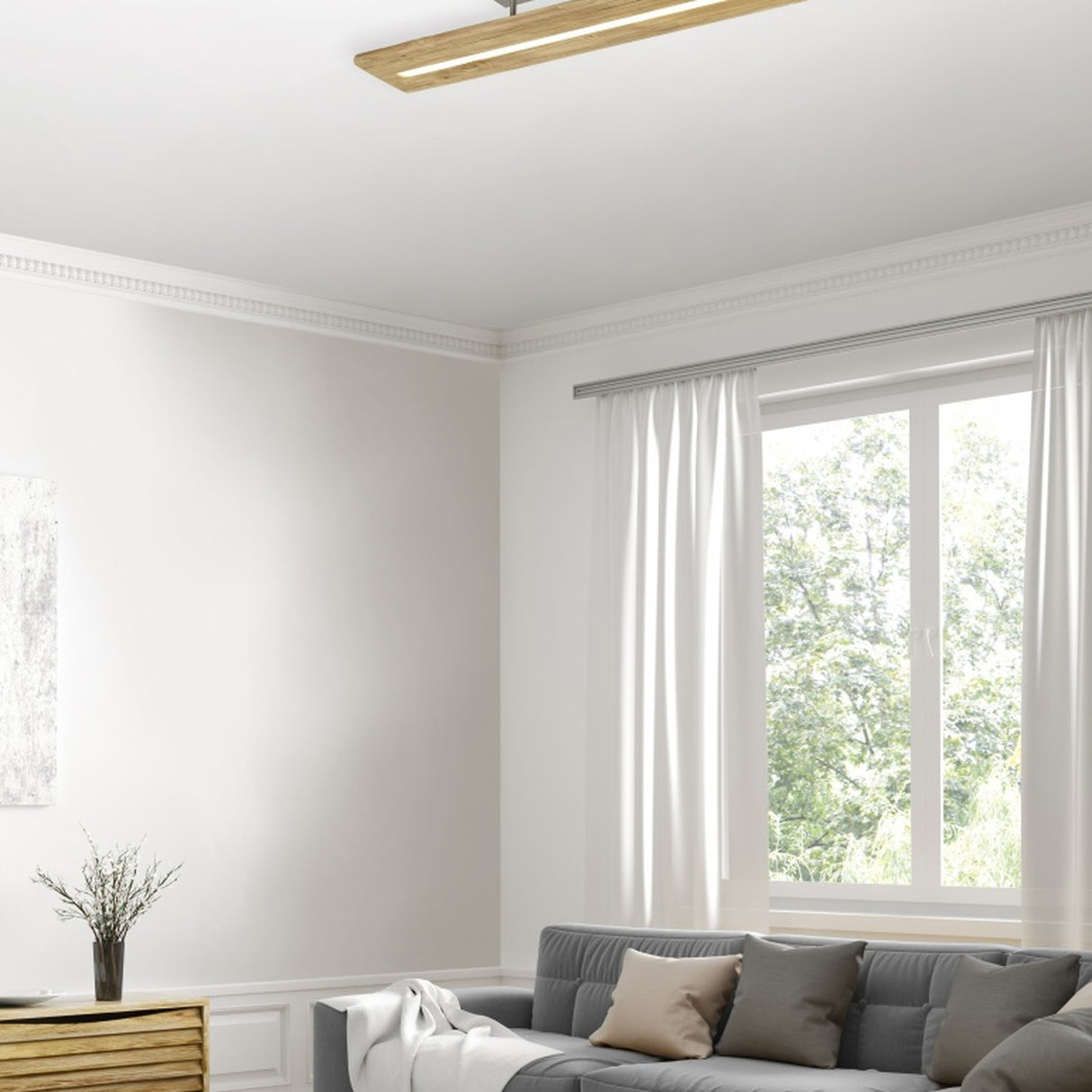 Brad LED Linear Ceiling Light – Wood