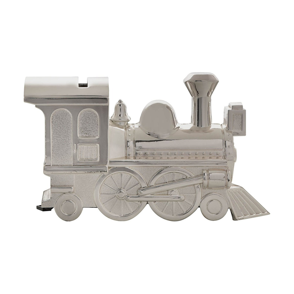 Steam Train Silverplated Money Box with Coin Slot - Silver