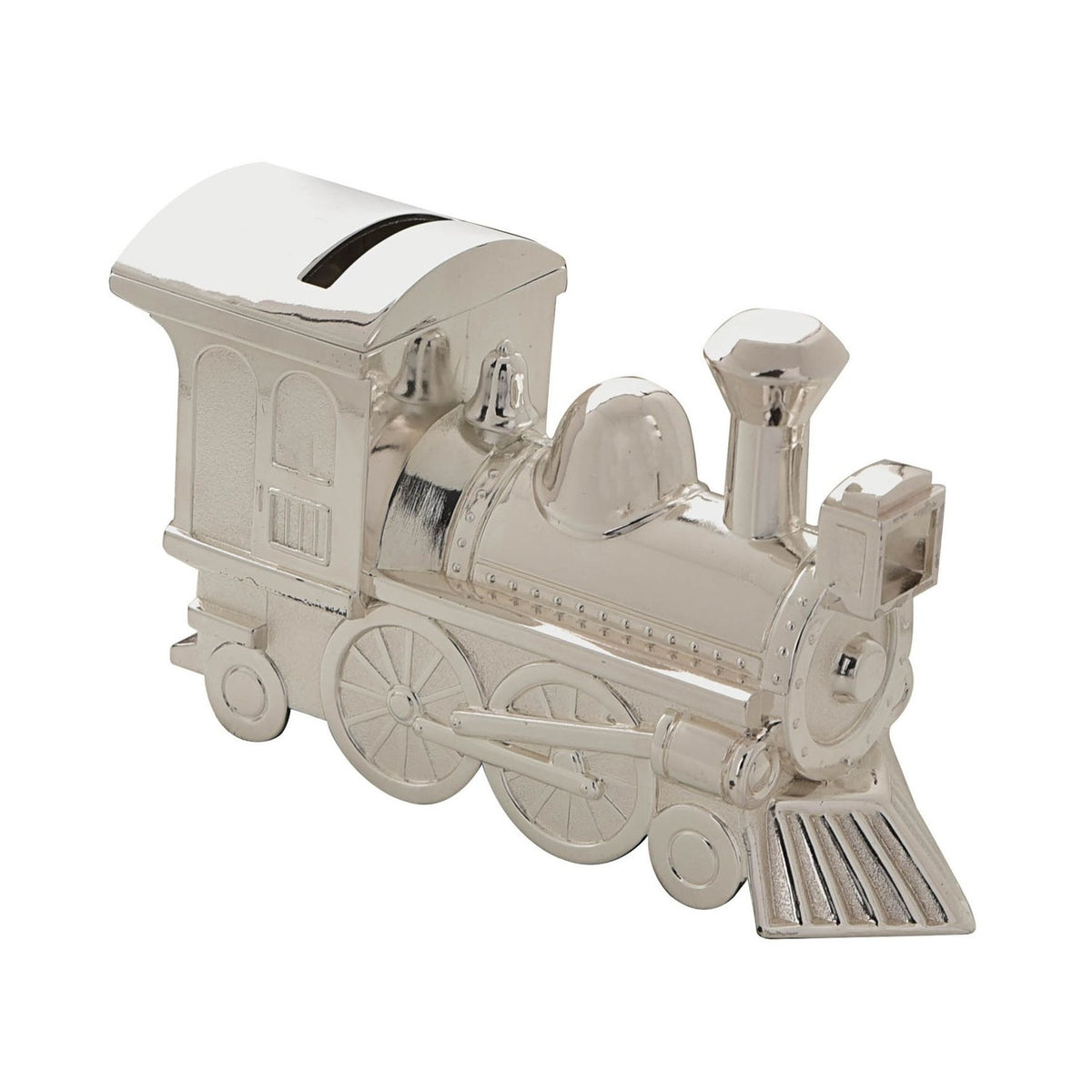 Steam Train Silverplated Money Box with Coin Slot - Silver