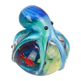 Octopus on Underwater Fish Scene Orb Glass Figurine - Blue
