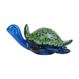 Sea Turtle Glass Figurine with Spotted Shell - Blue & Green