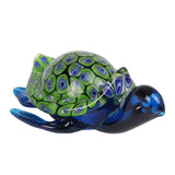 Sea Turtle Glass Figurine with Spotted Shell - Blue & Green