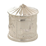 Embossed Carousel Silverplated Metal Money Box - Silver