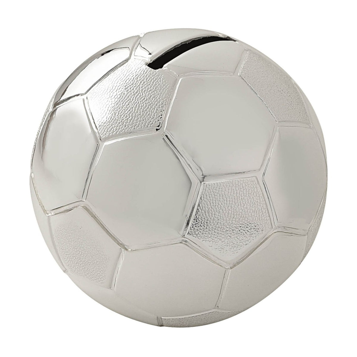Silverplated Football Money Box with Textured Panels - Silver