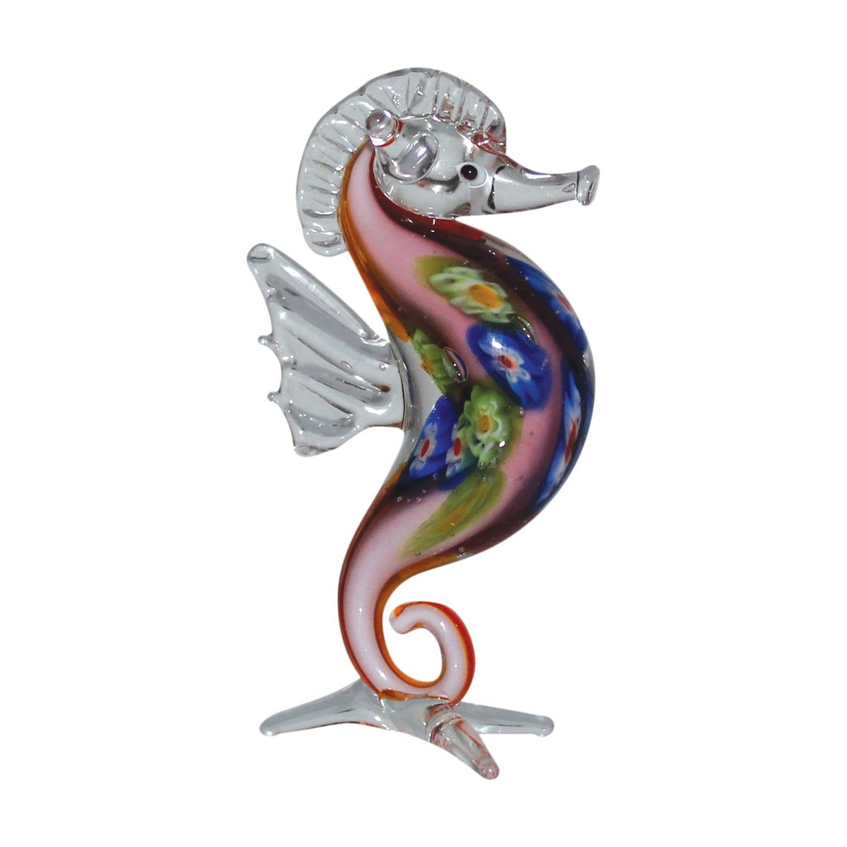 Multicoloured Millefiori Sea Horse Miniature Glass Figurine