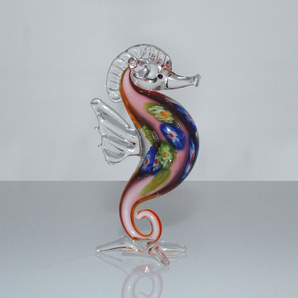 Multicoloured Millefiori Sea Horse Miniature Glass Figurine