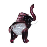 Miniature Trunk Up Elephant Glass Figurine - Purple & White