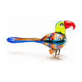 Rainbow Swirl Long Tailed Parrot Miniature Glass Figurine