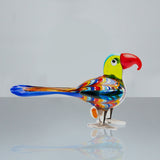 Rainbow Swirl Long Tailed Parrot Miniature Glass Figurine