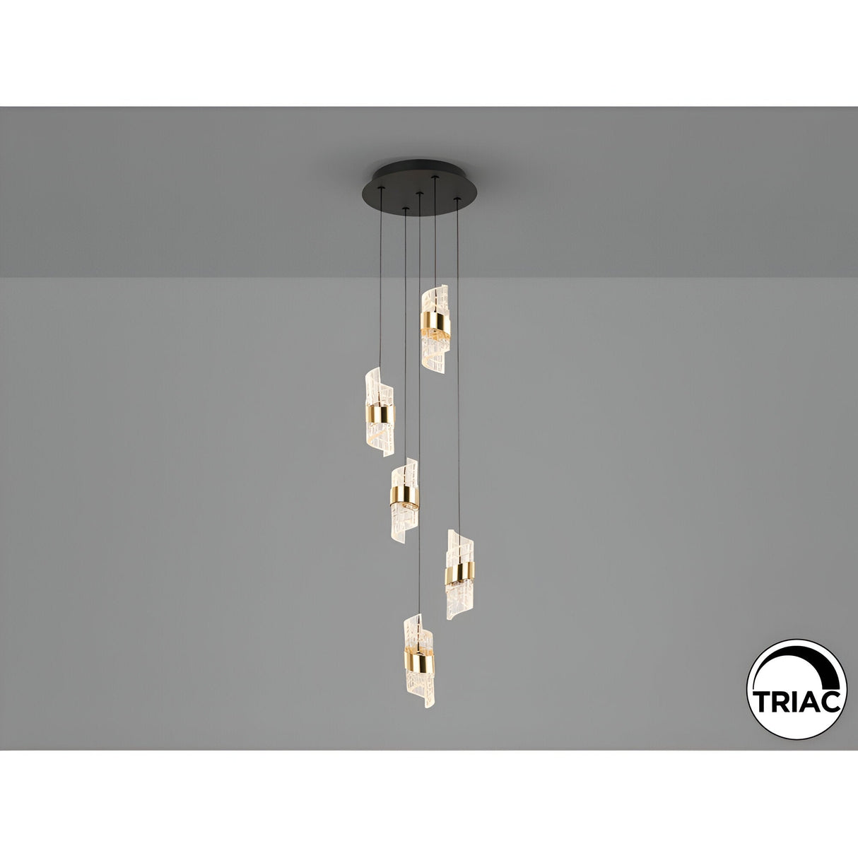 Iliada 5 Light Dimmable LED Cluster Pendant 35W 3000K - Gold/Transparent