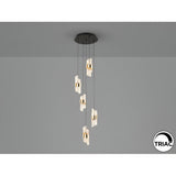 Iliada 5 Light Dimmable LED Cluster Pendant 35W 3000K - Gold/Transparent