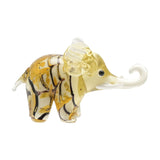 Swirled Elephant Miniature Glass Figurine - Cream & Gold