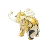 Swirled Elephant Miniature Glass Figurine - Cream & Gold