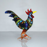 Miniature Cockerel Glass Figurine with Patterned Plumage