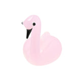 Miniature Swan Glass Figurine with Black Beak - Pink