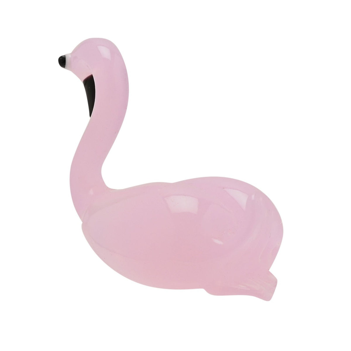 Miniature Swan Glass Figurine with Black Beak - Pink