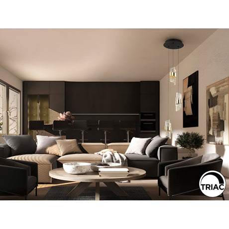 Iliada 3 Light Dimmable LED Cluster Pendant 21W 3000K - Gold/Transparent
