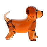 Miniature Dog Glass Figurine with Upturned Tail - Orange