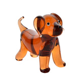 Miniature Dog Glass Figurine with Upturned Tail - Orange