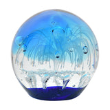 Round Water Splash Glass Ornament and Paperweight - Blue