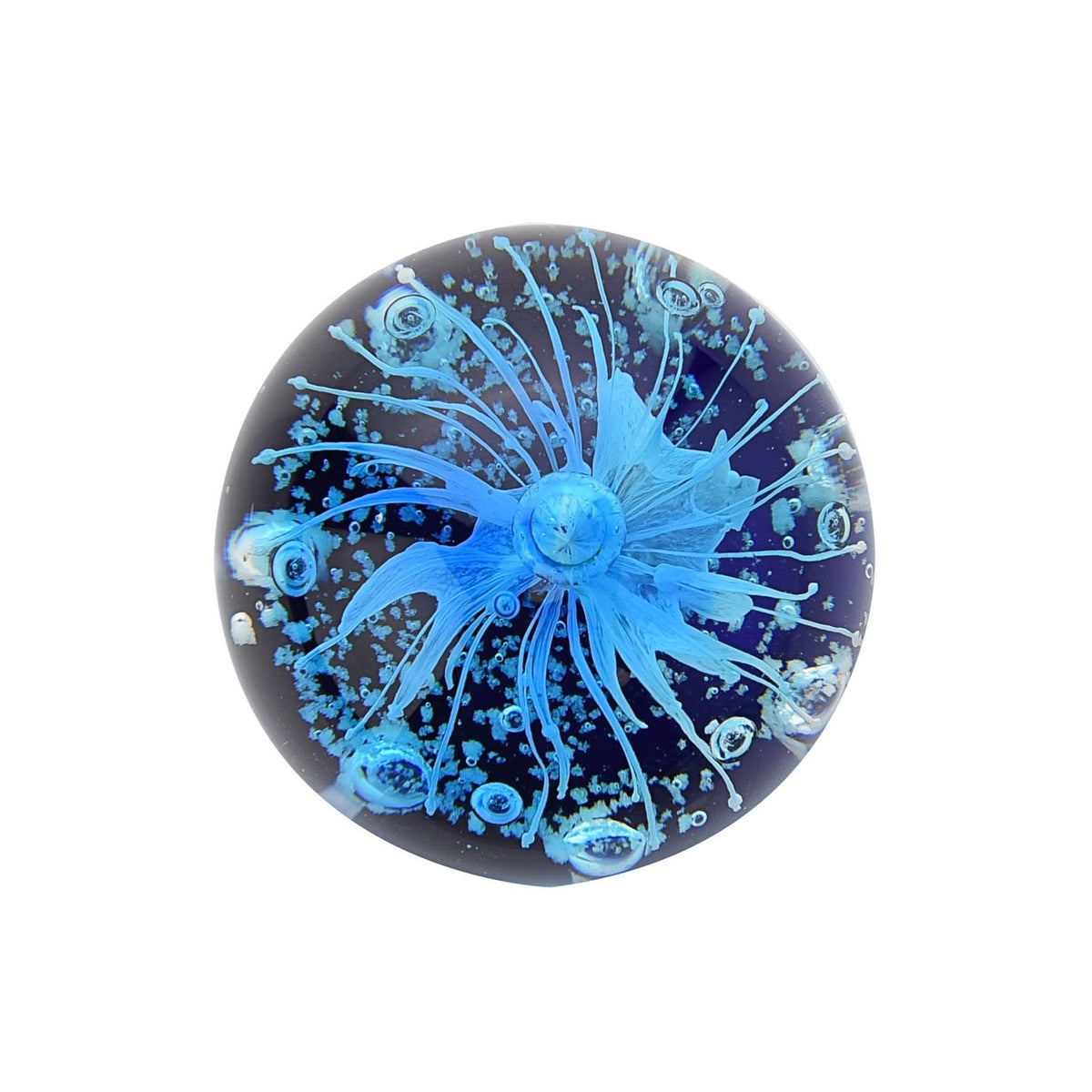 Round Water Splash Glass Ornament and Paperweight - Blue