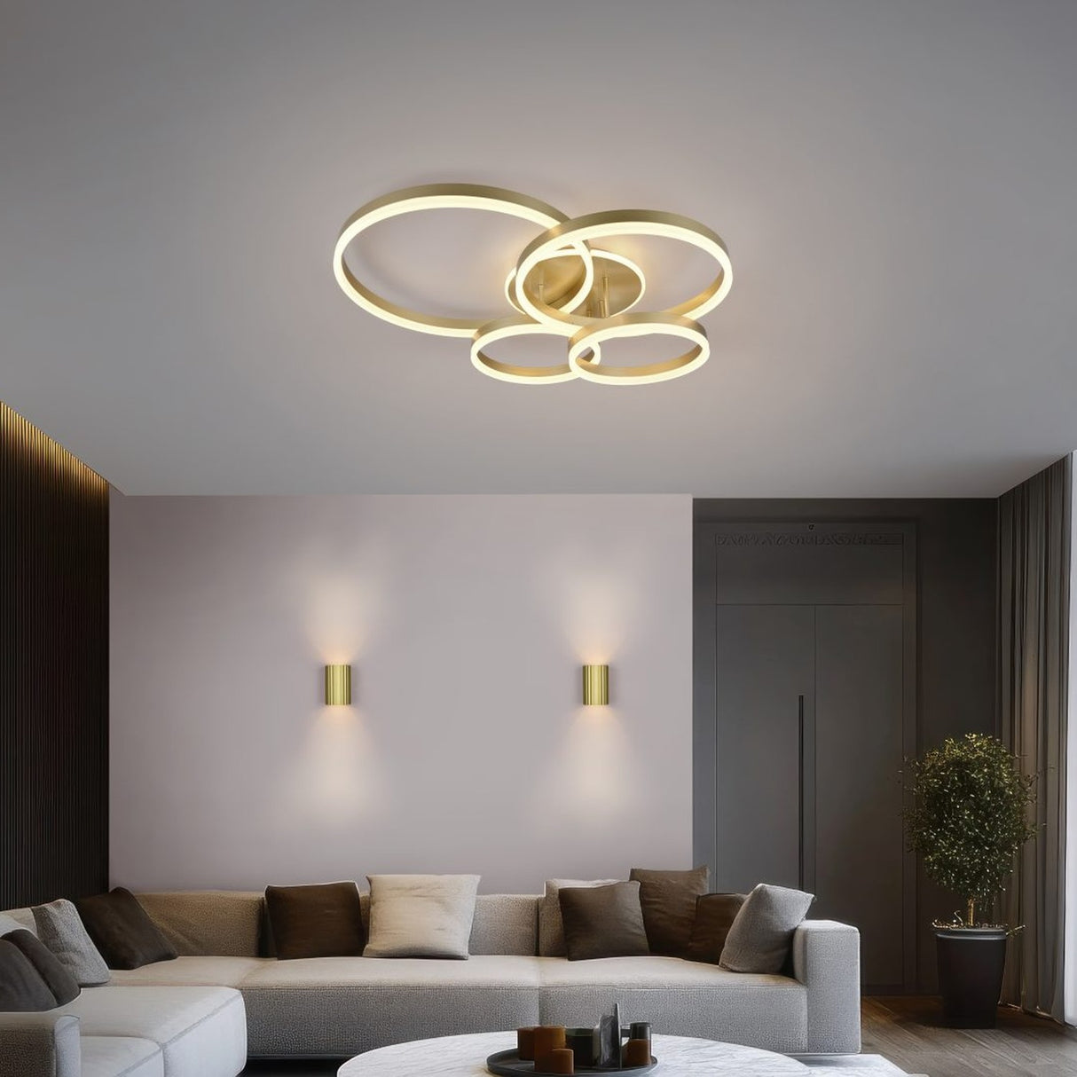 Drake 4 Light LED Circular Ceiling Light – Gold