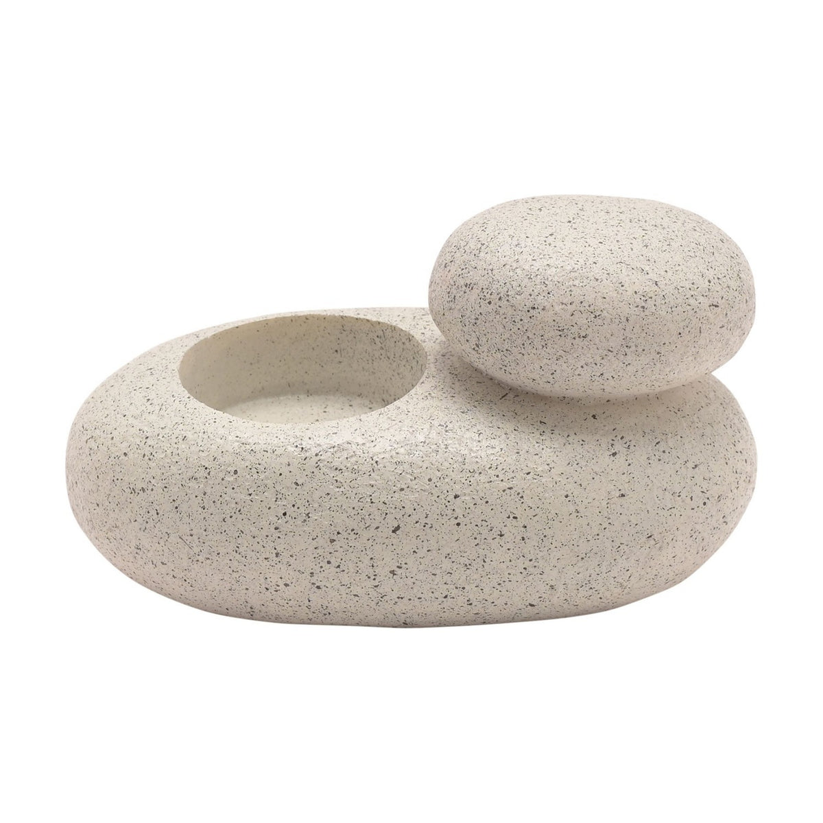 Speckled Stacking Pebble Resin Tea Light Candle Holder - Grey
