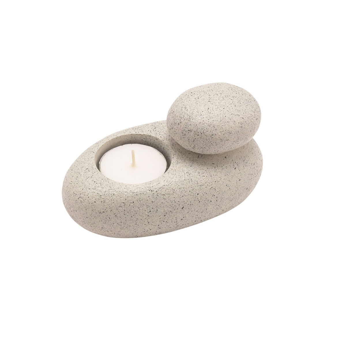 Speckled Stacking Pebble Resin Tea Light Candle Holder - Grey