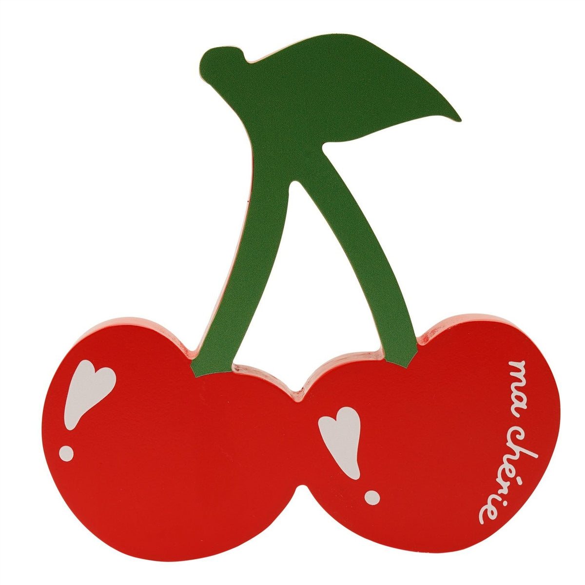 Ma chérie Double Cherry Freestanding Wooden Plaque - Red
