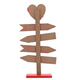 Valentine's Love Heart Signpost MDF Wall Art with a red-edged heart topper and four blank arrow signs on a slim post with red base, shown on a plain white background.
