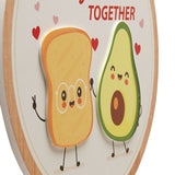 Raised Avocado and Toast Round Wooden Hanging Plaque - White