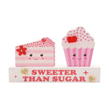 Sweeter Than Sugar Cake and Cupcake Wooden Plaque - White