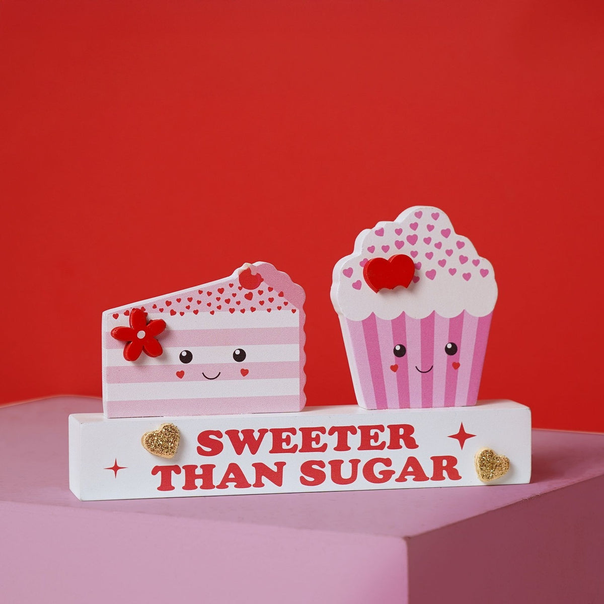 Sweeter Than Sugar Cake and Cupcake Wooden Plaque - White