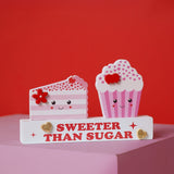Sweeter Than Sugar Cake and Cupcake Wooden Plaque - White