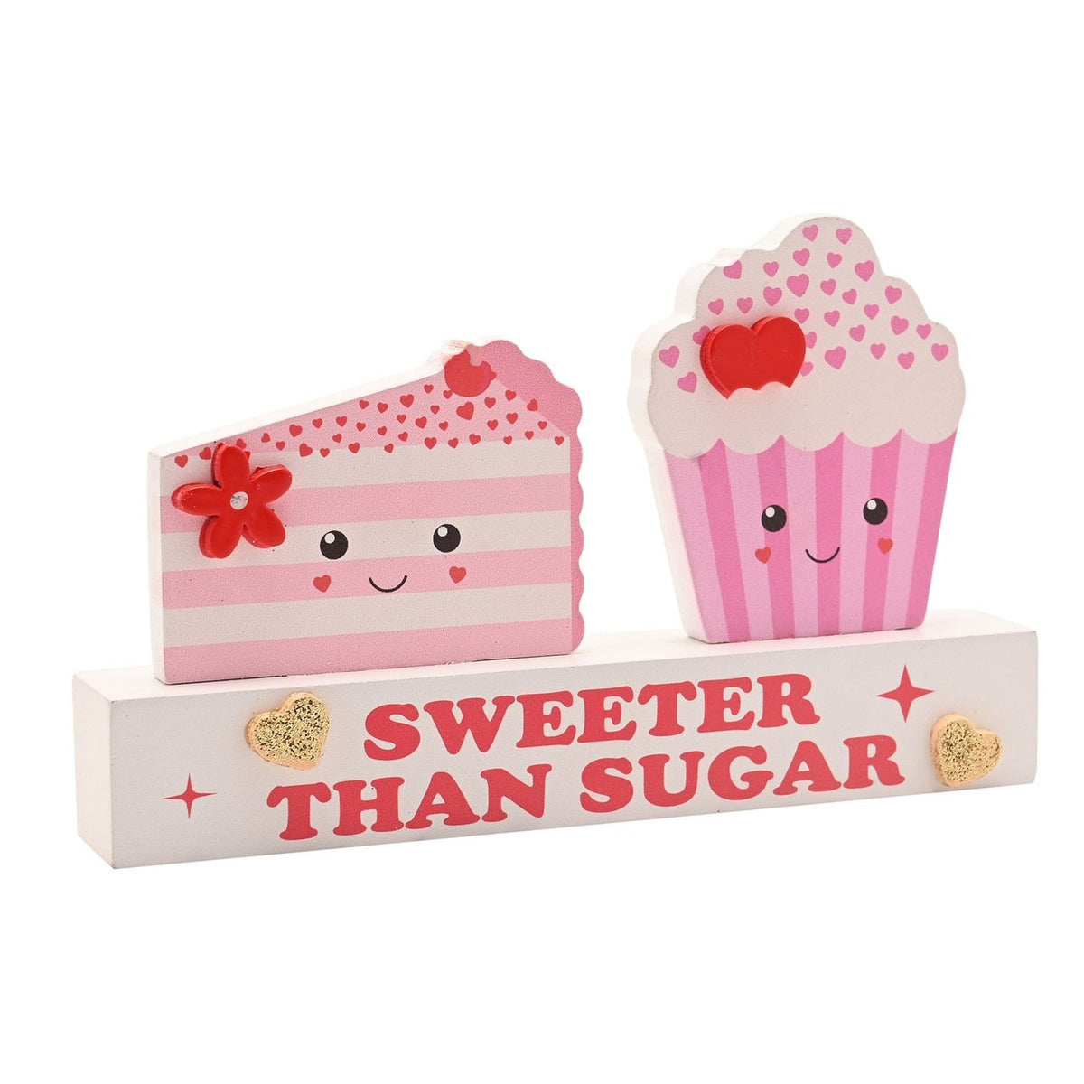 Sweeter Than Sugar Cake and Cupcake Wooden Plaque - White