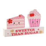 Sweeter Than Sugar Cake and Cupcake Wooden Plaque - White