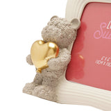 Baby Bear Holding a Heart Resin Photo Frame 4 x 4in - Grey & Red
