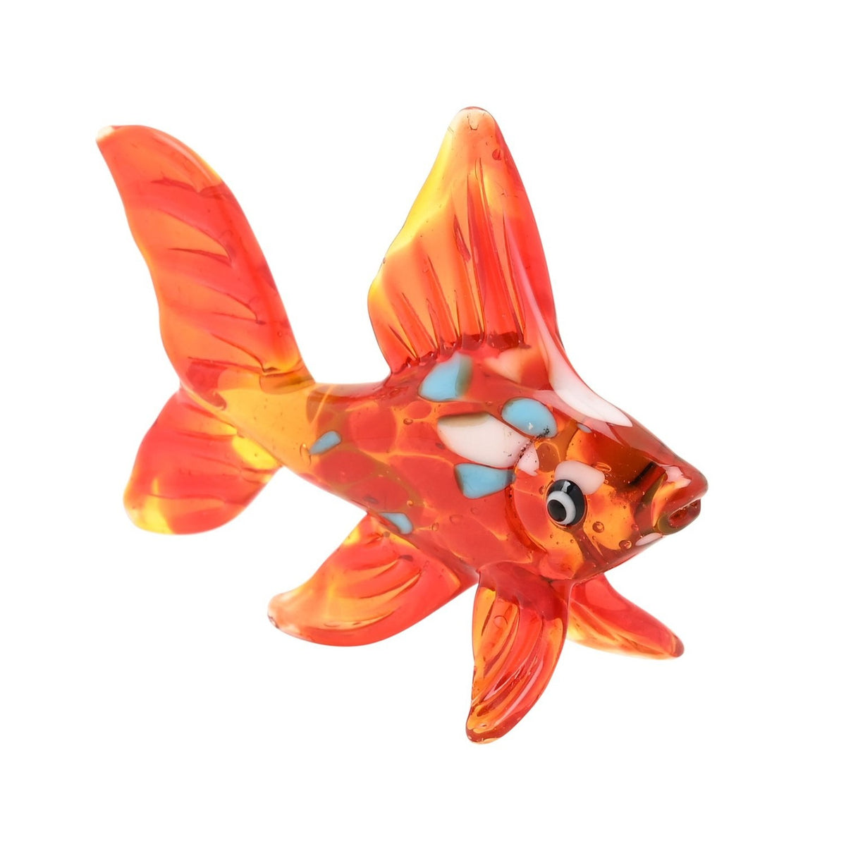 Miniature Spotted Goldfish Glass Figurine - Orange
