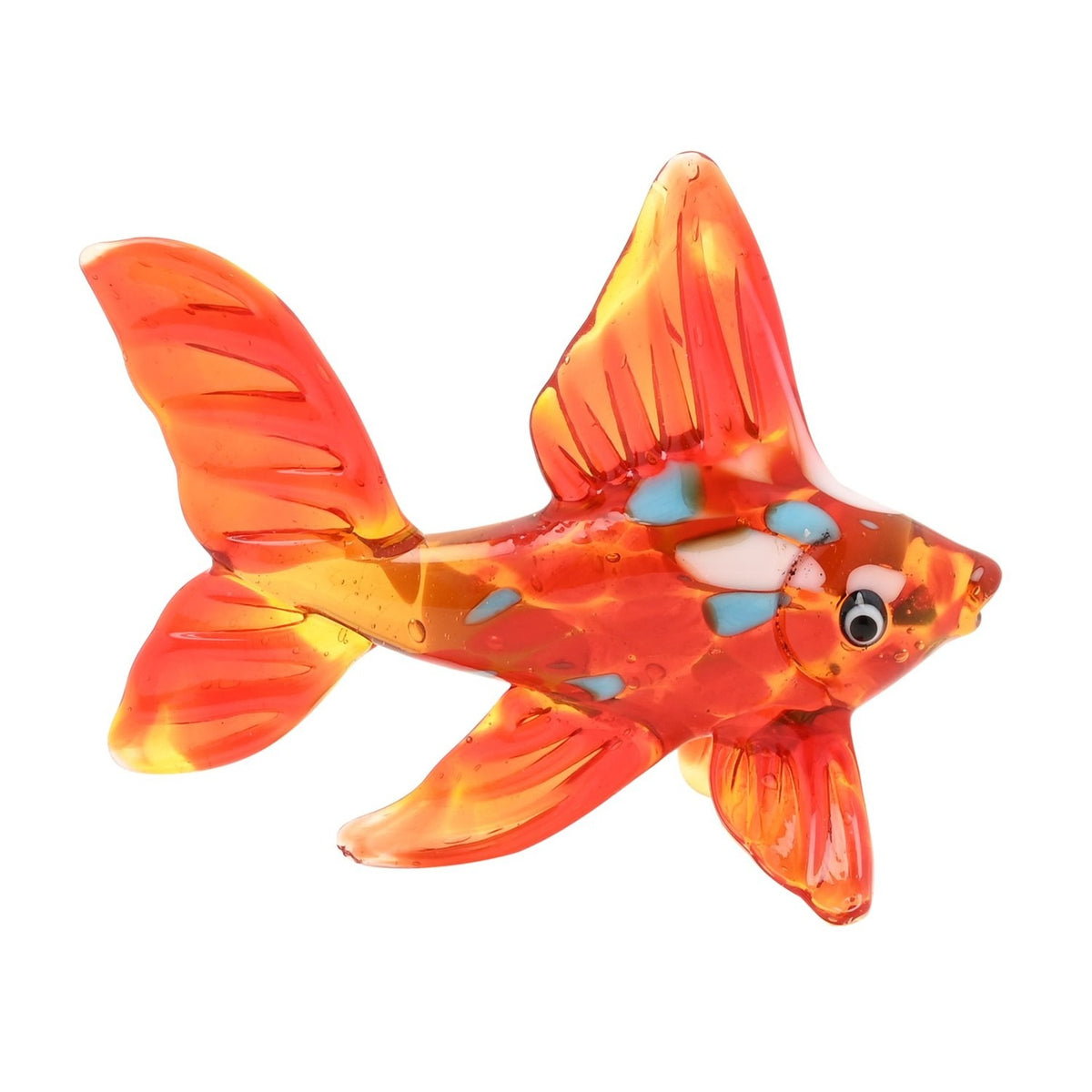 Miniature Spotted Goldfish Glass Figurine - Orange